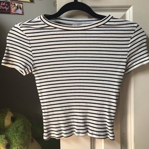 black and white striped top